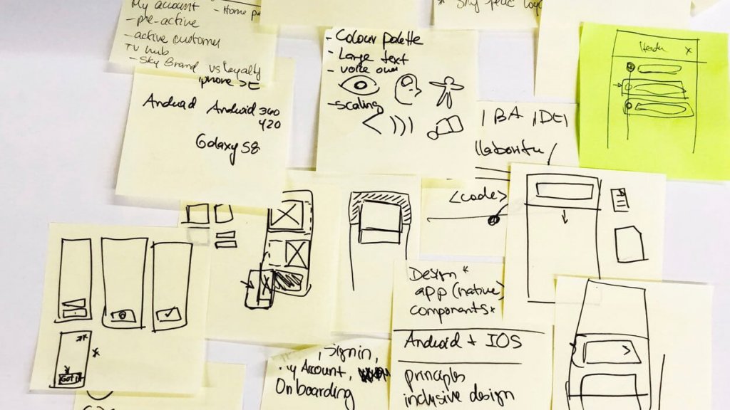 Post it notes, UX flow and idea
